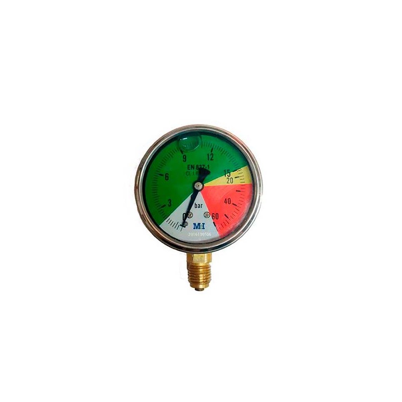 MANOMETRO ISOMET COLORES 15/60 BAR D 63 INOX 1/4 